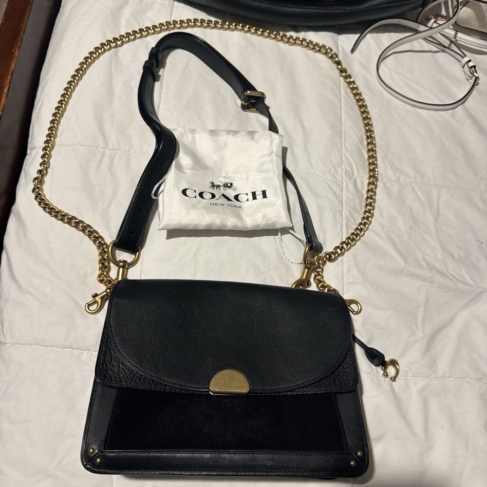 Coach Black Crossbody Bag with Gold Chain